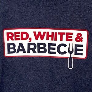 Patriotic Barbecue Grilling T-Shirt Mens L Blue USA Fourth of July Memorial Day